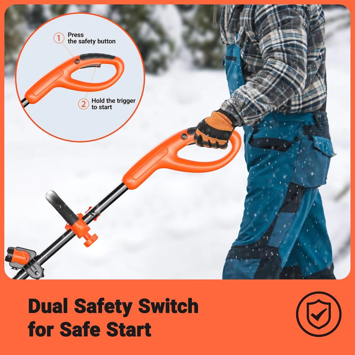 Cordless Snow Shovel with Wheels, 48V | 16-Inch | 4-Ah Brushless Cordless Snow Blower, Battery Snow Blower with Directio