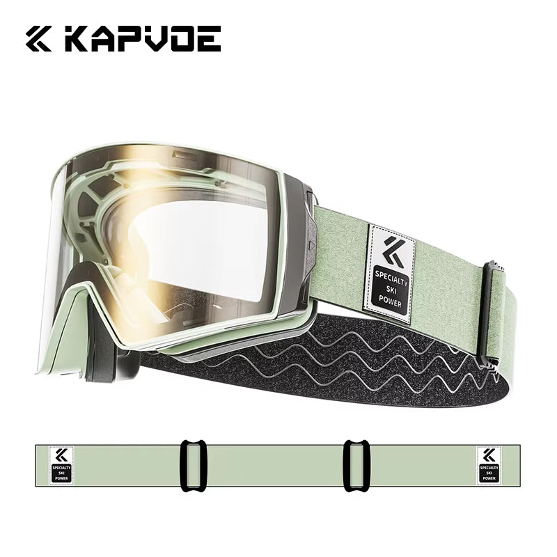 KAPVOE Photochromic Anti-Fog Skiing Goggles Outdoor Skiing Sports Glasses Winter Skating Snowboard Equipment Snowmobile Goggles