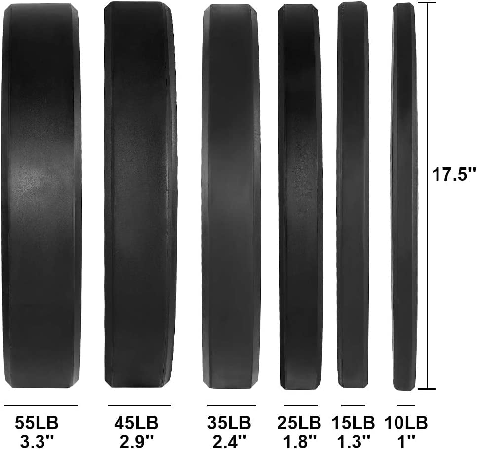 Steel Weight Plates Free Weights Bumper Plates 10-500Lbs Rubber Coated 2 Inch Barbell Weight Sets Home Gym Bumper Plates Sets for Strength Training & Weight Lifting