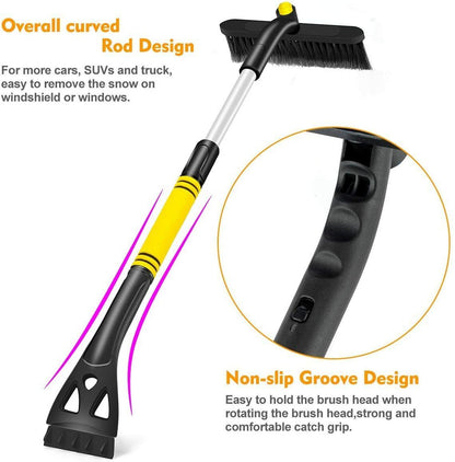 Ice Scraper with Brush for Car Windshield Snow Removal Frost Telescoping Broom