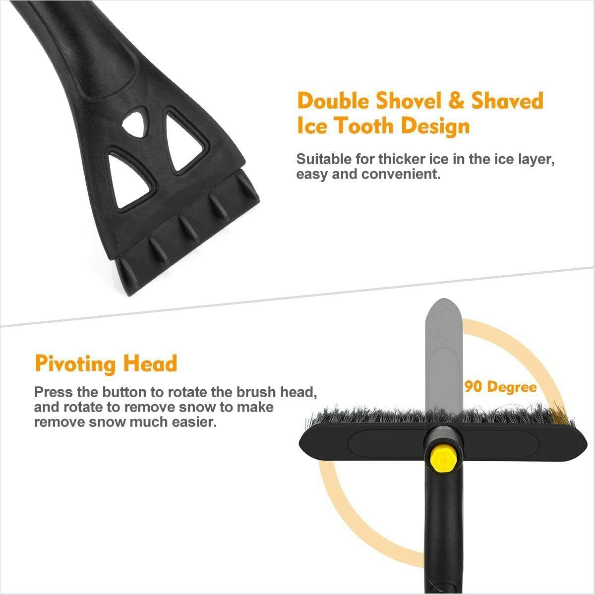 Ice Scraper with Brush for Car Windshield Snow Removal Frost Telescoping Broom